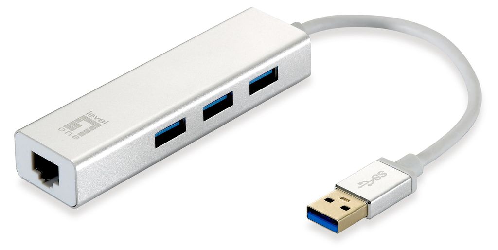 LevelOne Adapter USB3.0-> RJ45 10/100/1000,3xUSB3.0 0.15m si
