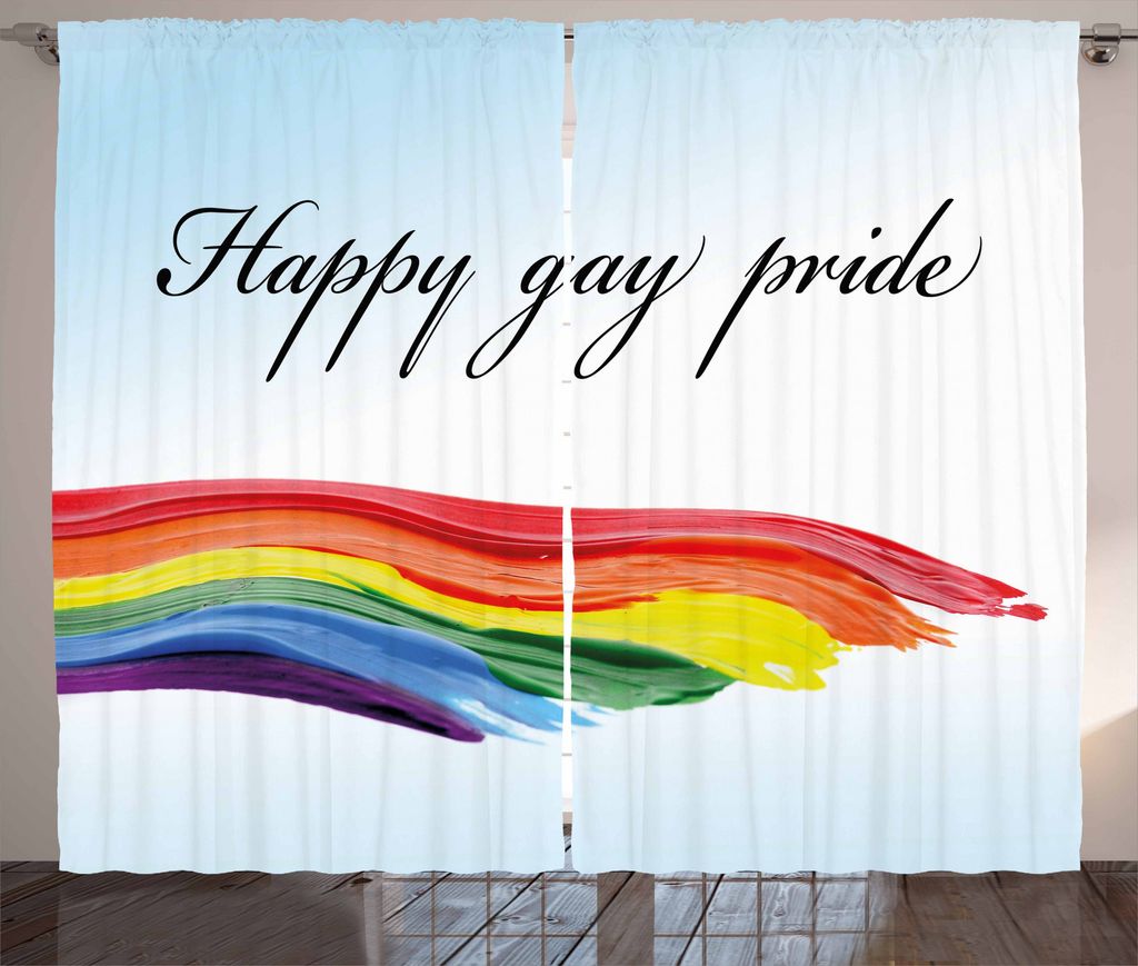 ABAKUHAUS Stolz Rustikaler Vorhang, Feierliche Text Bunte, Wohnzimmer Universalband Gardinen mit Schlaufen und Haken, 280 x 175 cm, Mehrfarbig