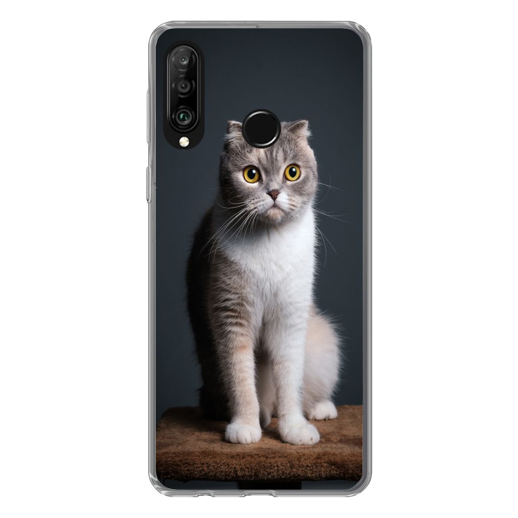 MuchoWow Handyhülle Schutzhülle Hülle für Huawei P30 Lite Katze - Haustiere - Licht Silikon Softcase Handy Hülle - Handyhülle