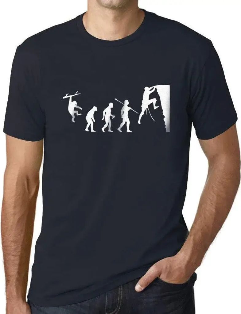 Herren Grafik T-Shirt Entwicklung des Kletterns – Climbing Evolution – Öko-Verantwortlich Vintage Jahrgang Kurzarm Lustige Druck Geburtstag Ge...
