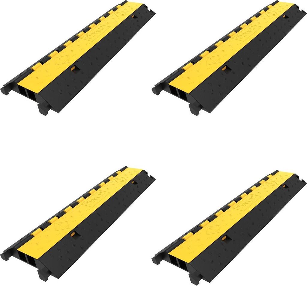 4 Pack Rubber Cable Protector Ramp 2 Channel Heavy Duty 66000lbs Load Capacity Cable Wire Cord Cover Ramp Speed Bump Driveway Hose Cable Ramp Prote...