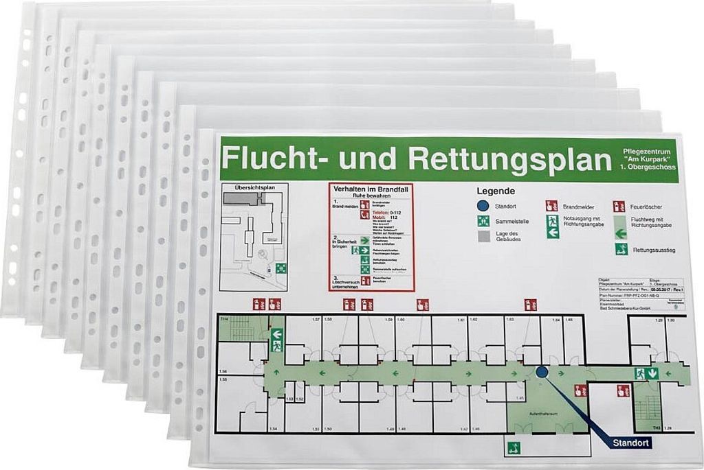 10 Lands Prospekthüllen DIN A3 quer transparent genarbt 0,08 mm