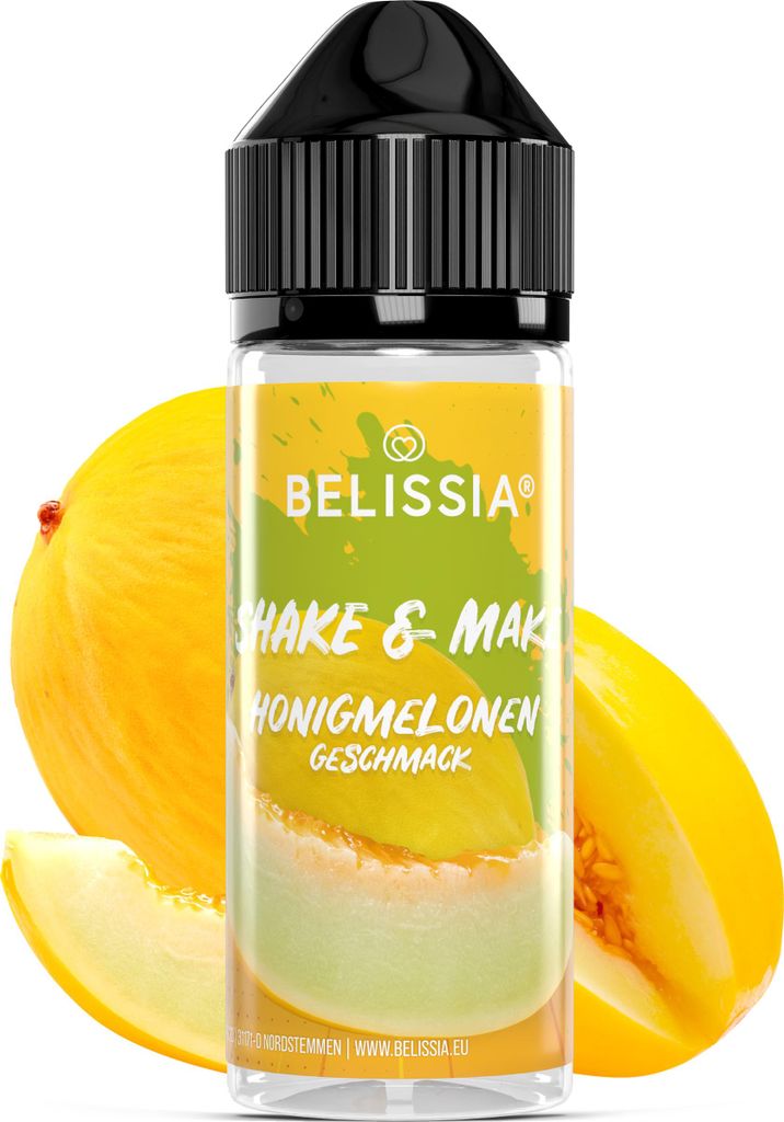 Belissia Shake and Make Honigmelone - 10ml hochdosiertes Lebensmittelaroma + 120ml Schüttelflasche - Für Backen, Speisen, Getränke, Shakes, DIY ...