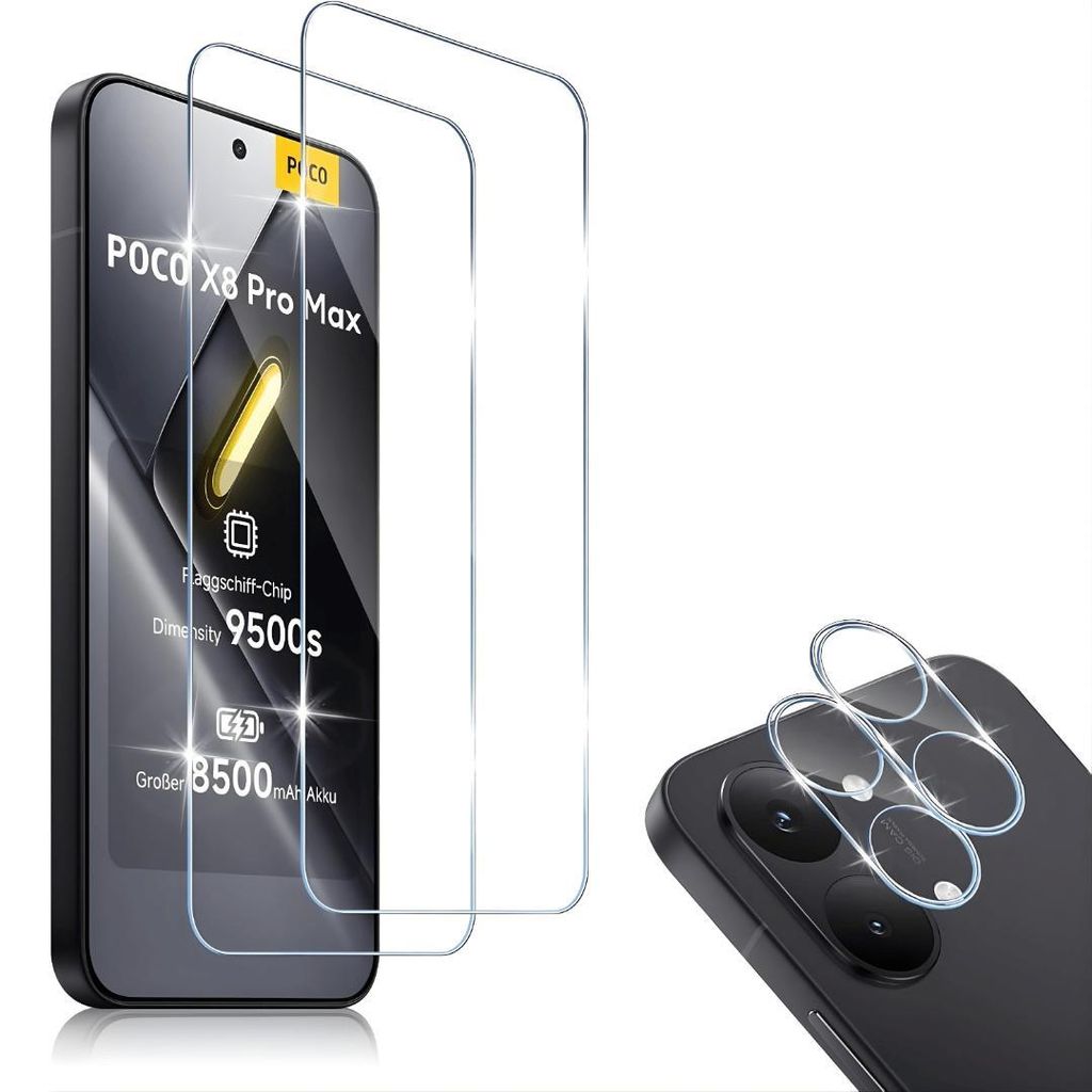 2X Schutzglas für Xiaomi Poco X8 Pro Max Panzerfolie Display Kamera Full Screen Cover 9H