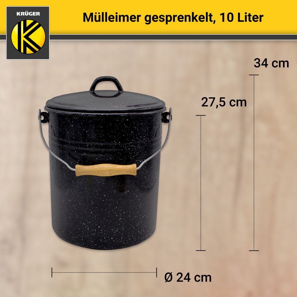 Karl Krüger M10G Mülleimer mit Deckel gesprenkelt