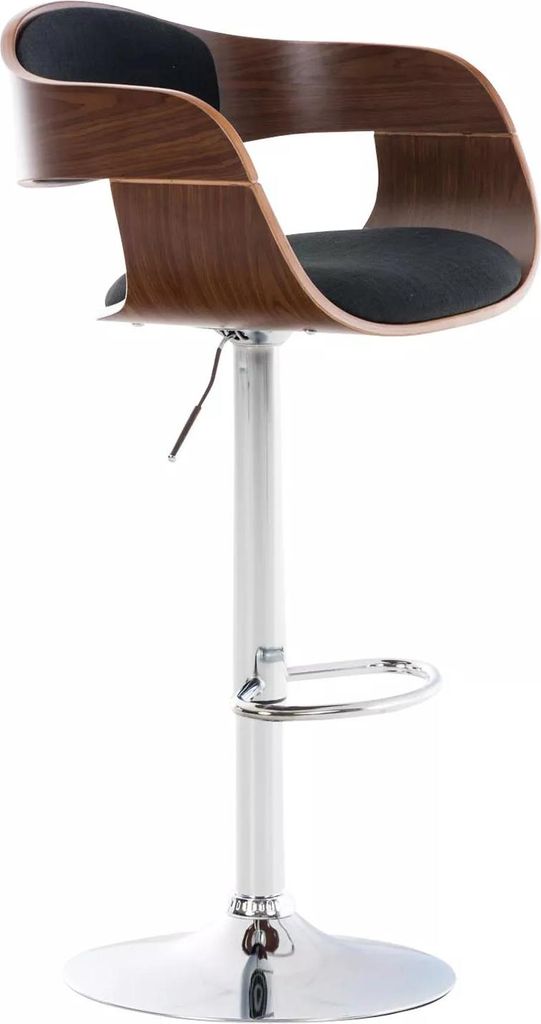 In And OutdoorMatch Abstrakter Barhocker Brionna - Braun/Schwarz - Chrom - Industriedesign - 1er-Set - Rückenlehne - Fußstütze - für Küche und...