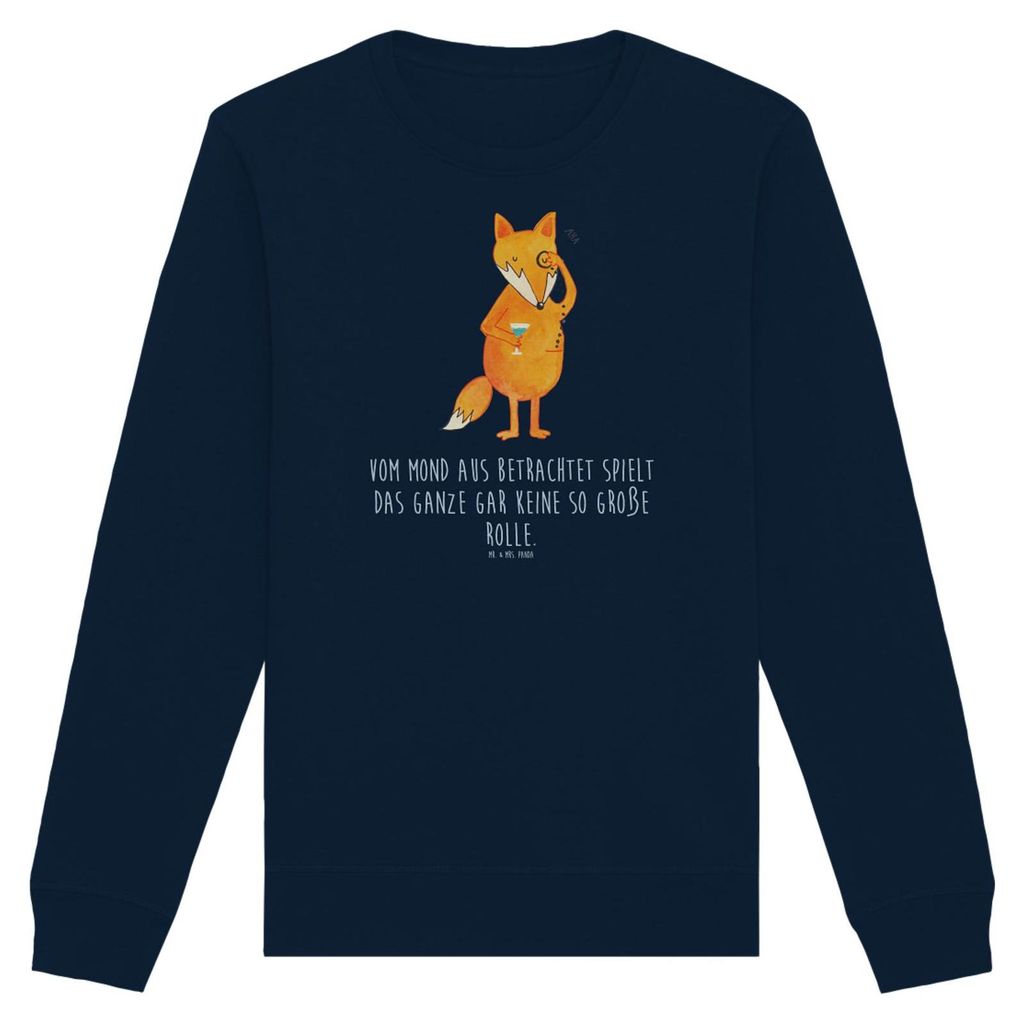 Mr. & Mrs. Panda Baumwoll Sweatshirt Fuchs Lord Größe L - French Navy - Geschenk, Schick, Sweater, Pulli, Pullover, Bio, Motivation Spruch, Entsp...