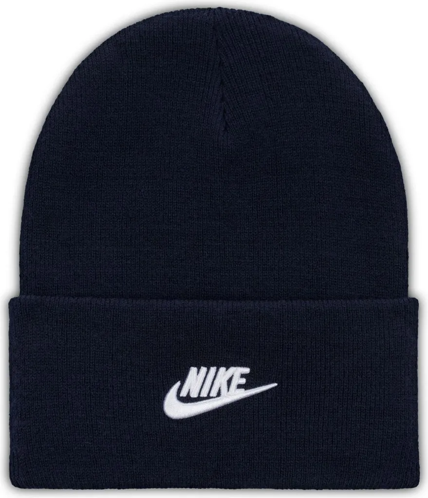 Nike Peak Bonnet Doux et Chaud HF0186-451 - Design Côtelé Bleu Marine