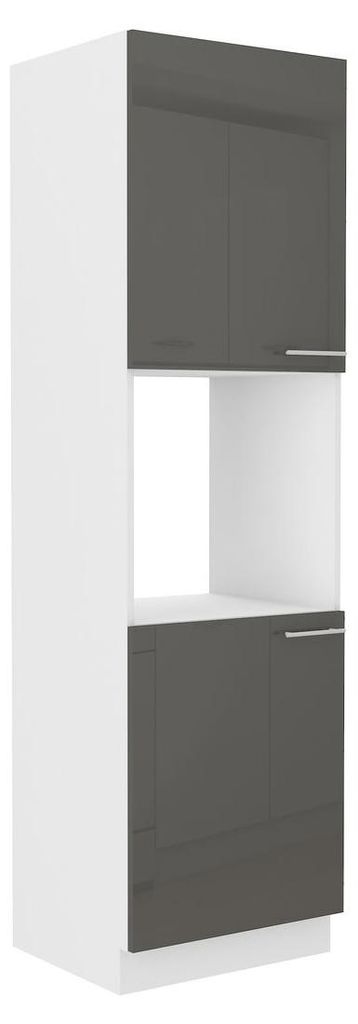 Küchen Hochschrank 60 cm Lara Grau Hochglanz Küchenzeile Produktbild 