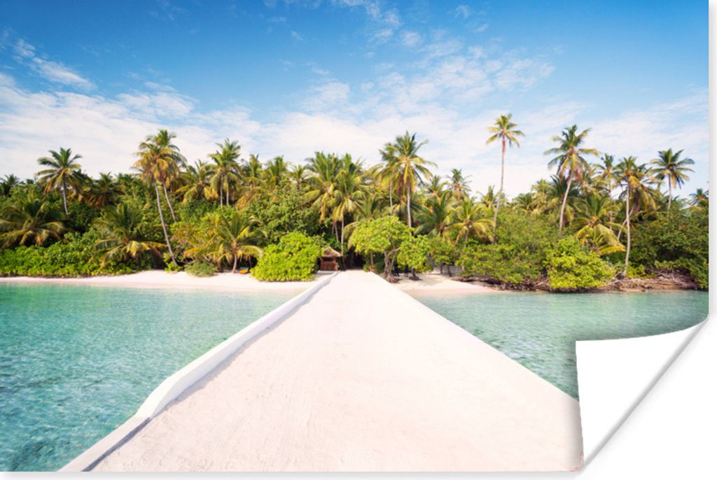 MuchoWow Poster Tropisch - Strand - Blau 30x20 cm - Plakate - Print