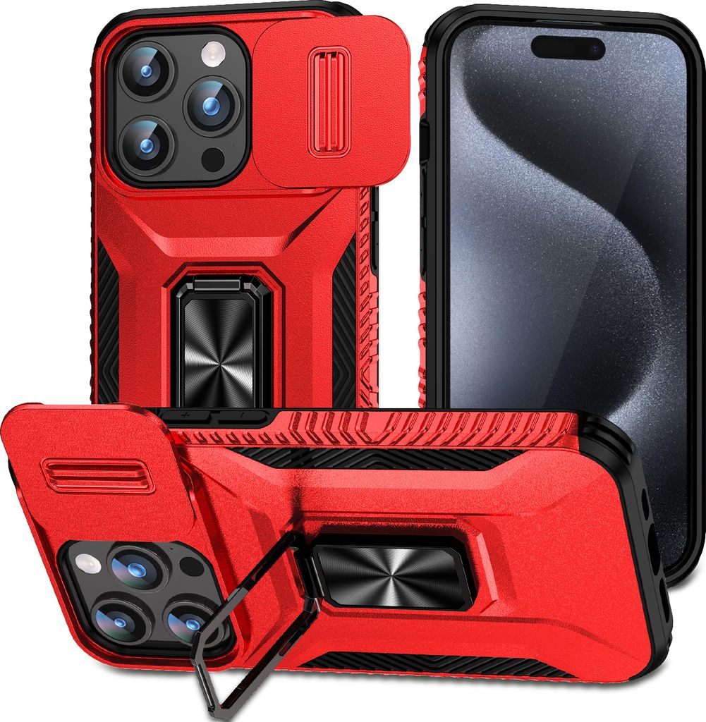 Handyhülle für iPhone 15 Pro Dual Layer Hülle mit Schiebe Produktbild 