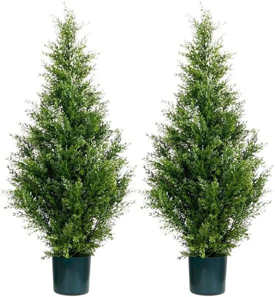 Arbre Artificiel 90cm Aspect Naturel - Cèdre Topiaire Leflos en Lot de 2
