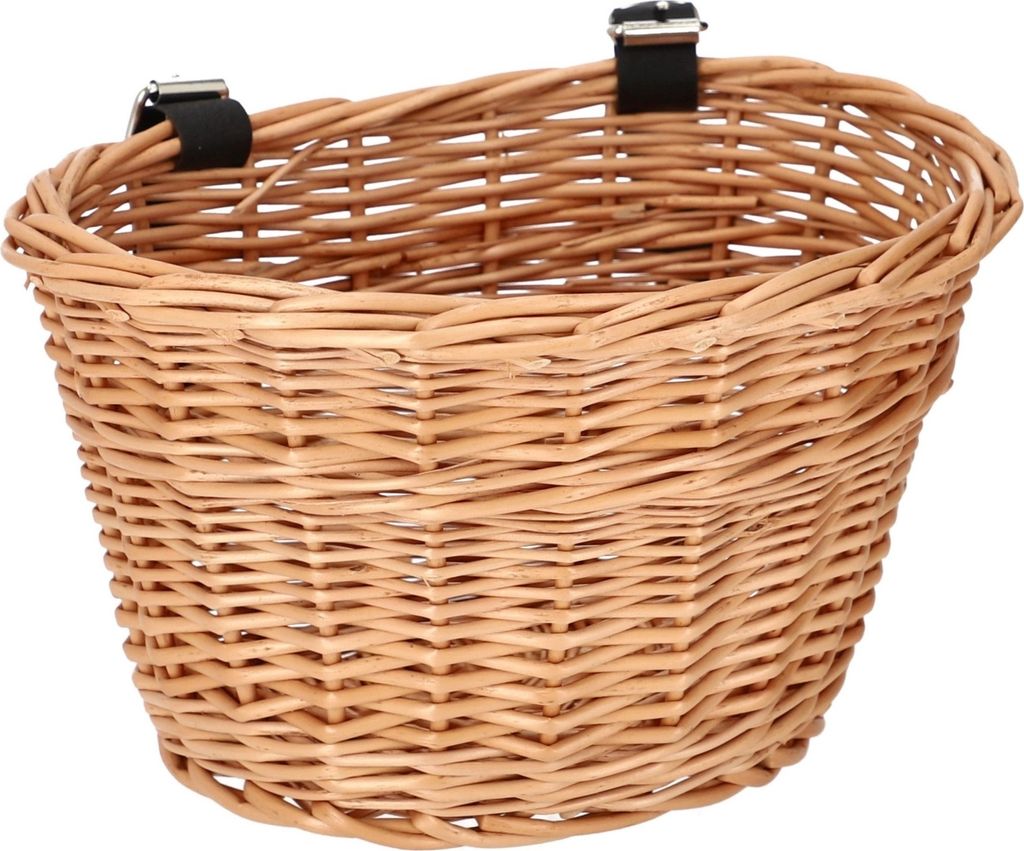 KOTARBAU Mini Fahrradkorb aus Weidengeflecht mit Gurtbefestigung Naturfarbe