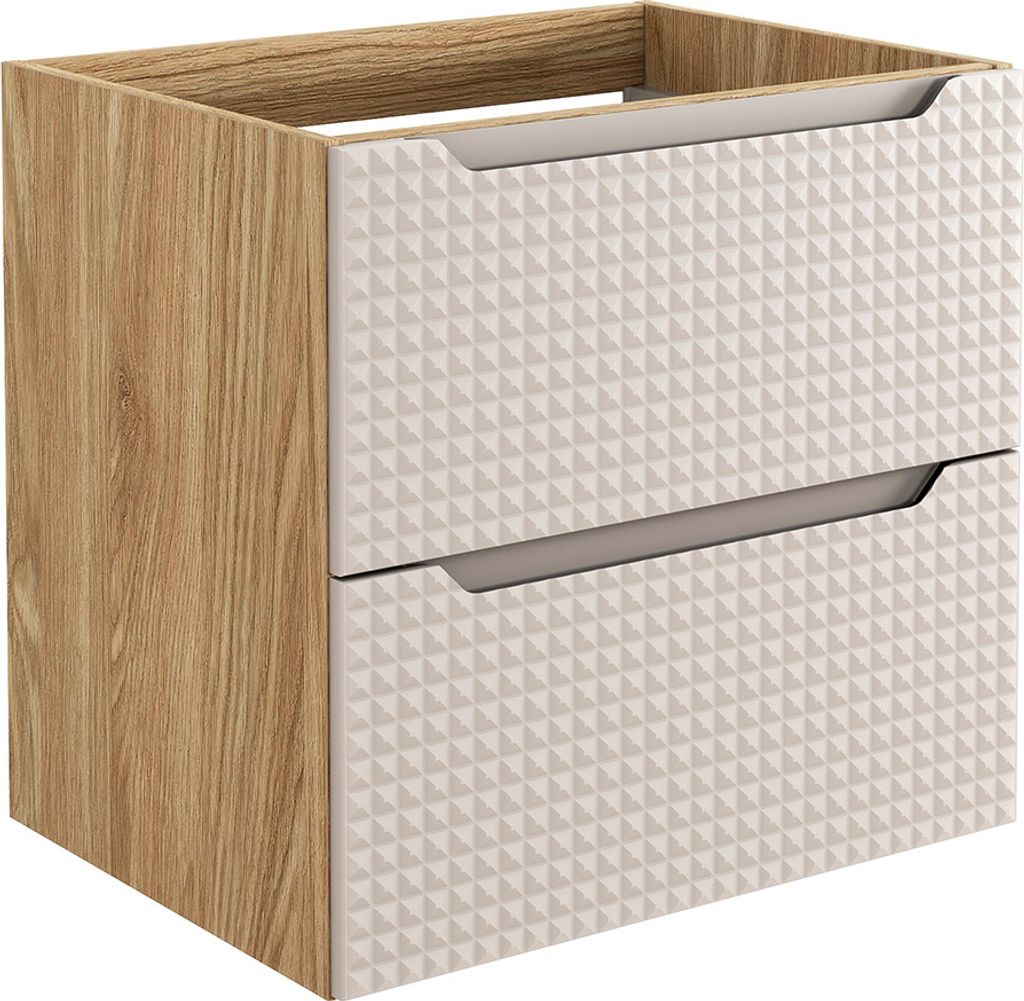 Waschtischunterschrank 60 cm in Eiche mit beige LONDON-56-BEIGE