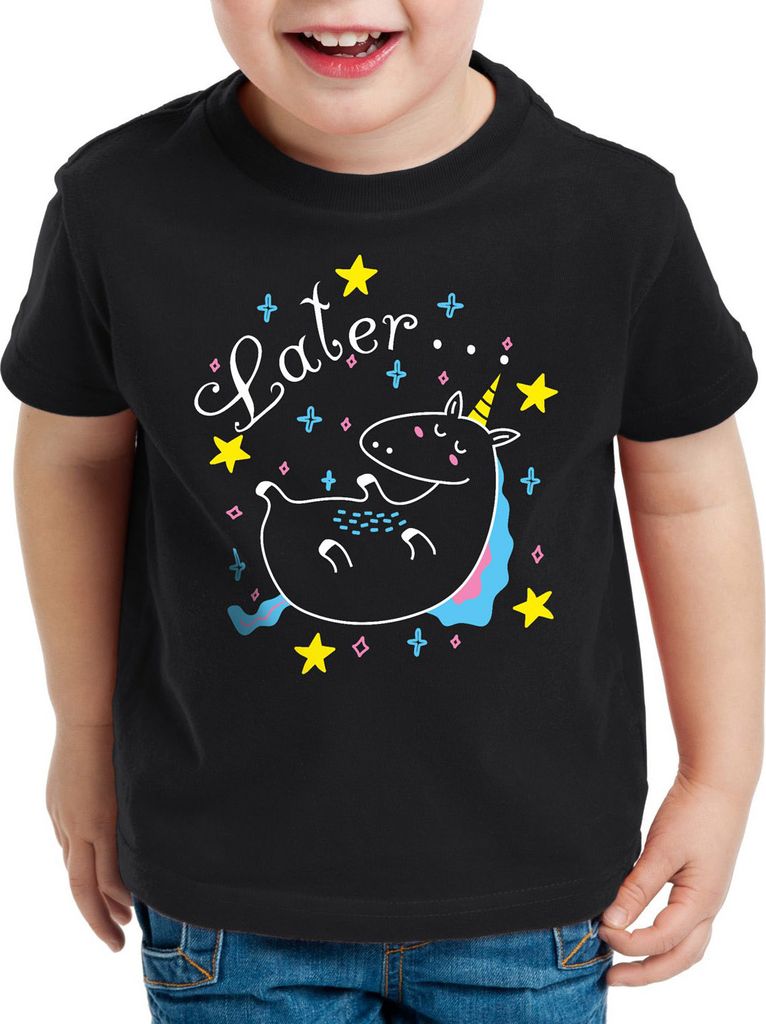 style3 Later Sleepy Unicorn Kinder T-Shirt Einhorn