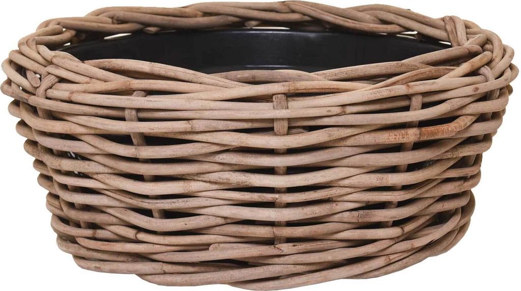 VIVANNO Dekokorb Rattan BOJO Rund, Natur geflochten - 56x26 cm