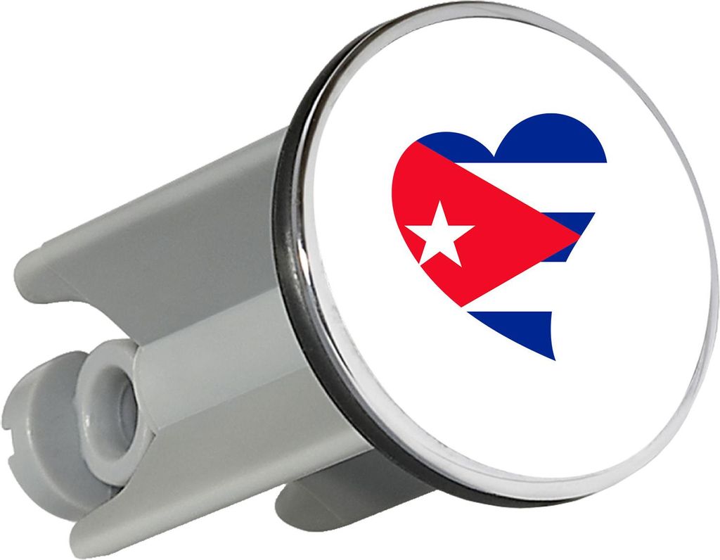 Huuraa Waschbeckenstöpsel Kuba Flagge Herz 4cm höhenverstellbar Abflussstopfen Geschenkidee