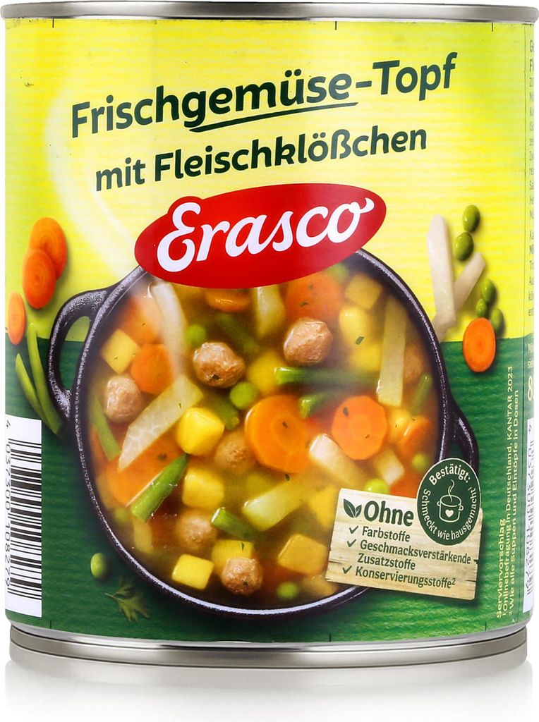 Erasco Frischgemüse-Topf Fleischklößchen 800g Fertigessen (1er Pack)
