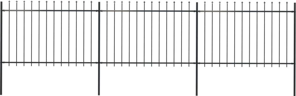 The Living Store Gartenzaun mit Speerspitzen Stahl 5,1 x 1,2 m Schwarz