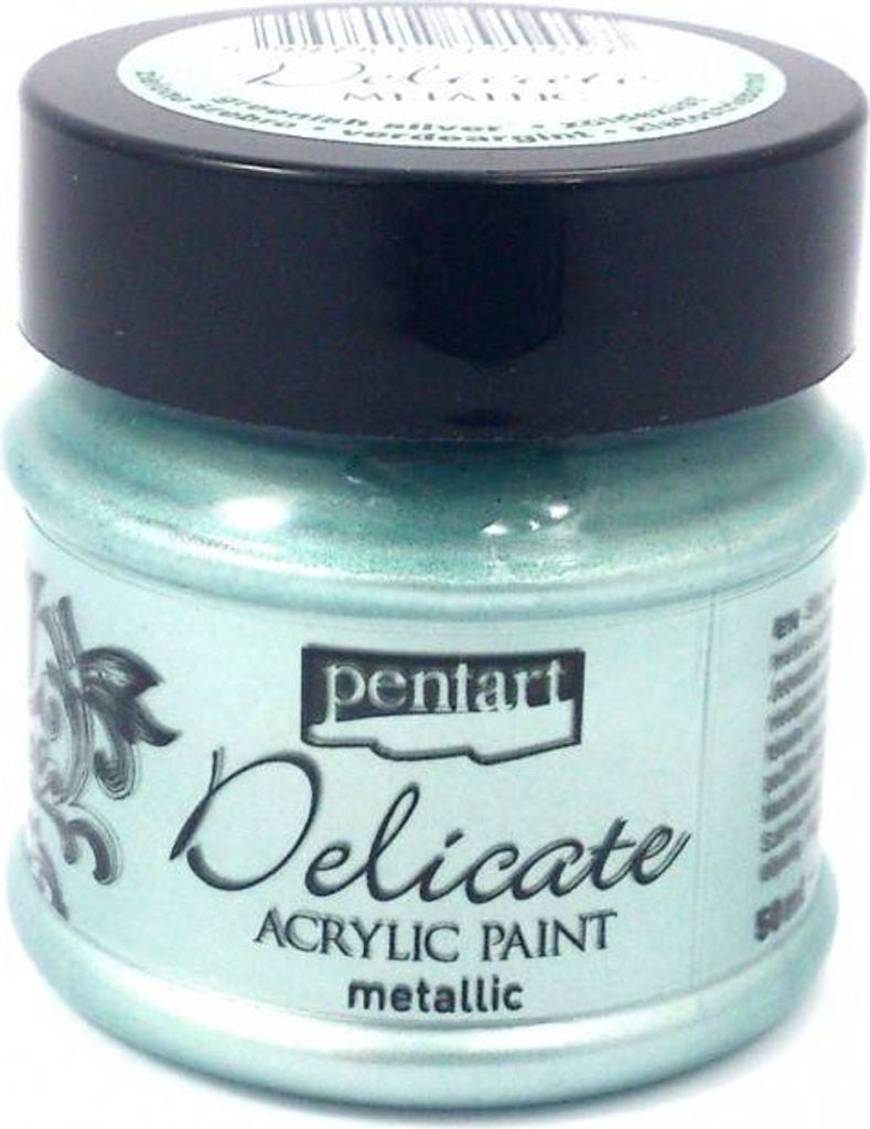 Zarte Metallicfarbe - PENTART - grünlich silber / grünlich silber 50ml