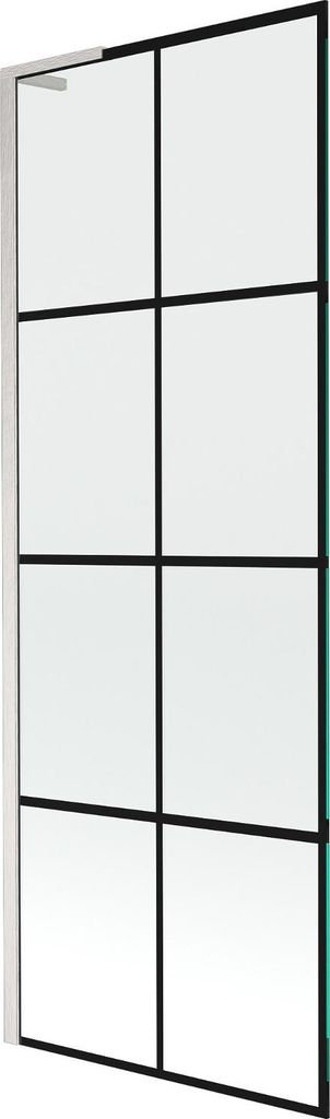 Mexen Next L Badewannen-Wandschirm 1-flügelig 70 x 150 cm, schwarzes Muster, gebürstetes Nickel - 895-070-000-03-77-97