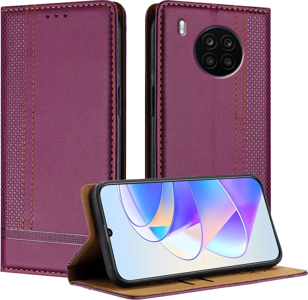 Custodia Huawei Nova 8i / Honor 50 Lite Viola in Pelle con Stand