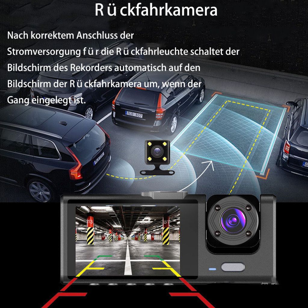 AIORBER 2" palubní kamera do auta se třemi kamerami pro Obrázek produktu 7