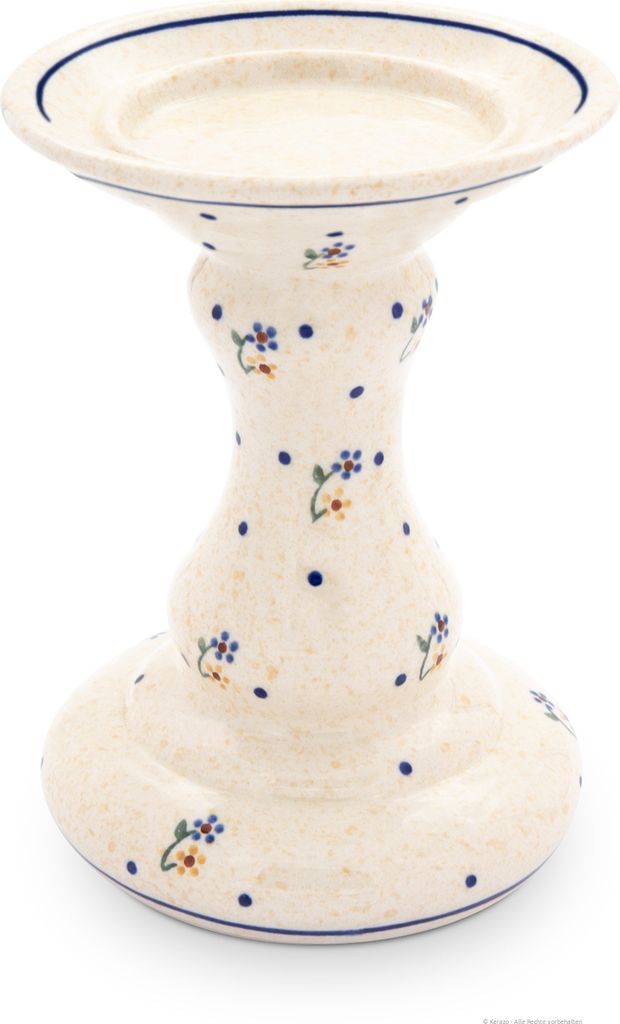 Bunzlauer Keramik Kerzenhalter Kerzenständer Ø13,1cm H19cm mit großer Stellfläche für Stumpenkerzen bis Ø8cm, Dekor 111