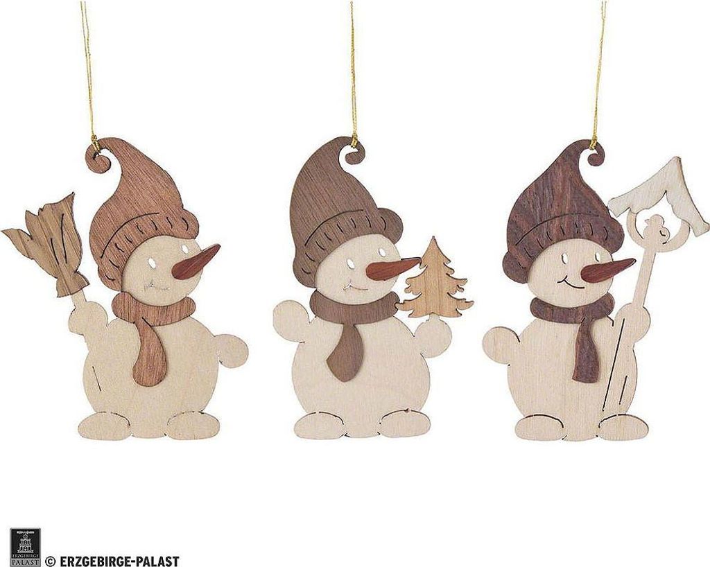 Christbaumschmuck Schneemann (6er-Set - 7cm) von Drechslerei Kuhnert