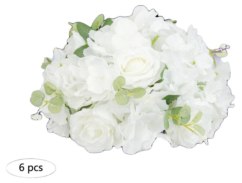 Künstliche Blumenbälle, Vliesstoff, 6 Blumenbälle, Innen- und Außenbereich, Hortensien und Rosen, Ideal für Hochzeiten