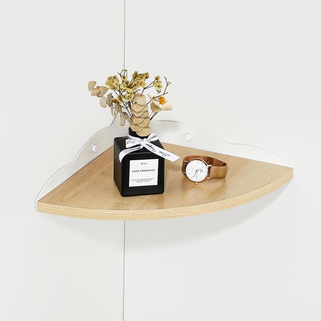 Eckregal, Wandregal, Eckregal aus Holz, schwebendes Regal, Küchenregal, Holzregal für Bad, Wohnzimmer, Küche