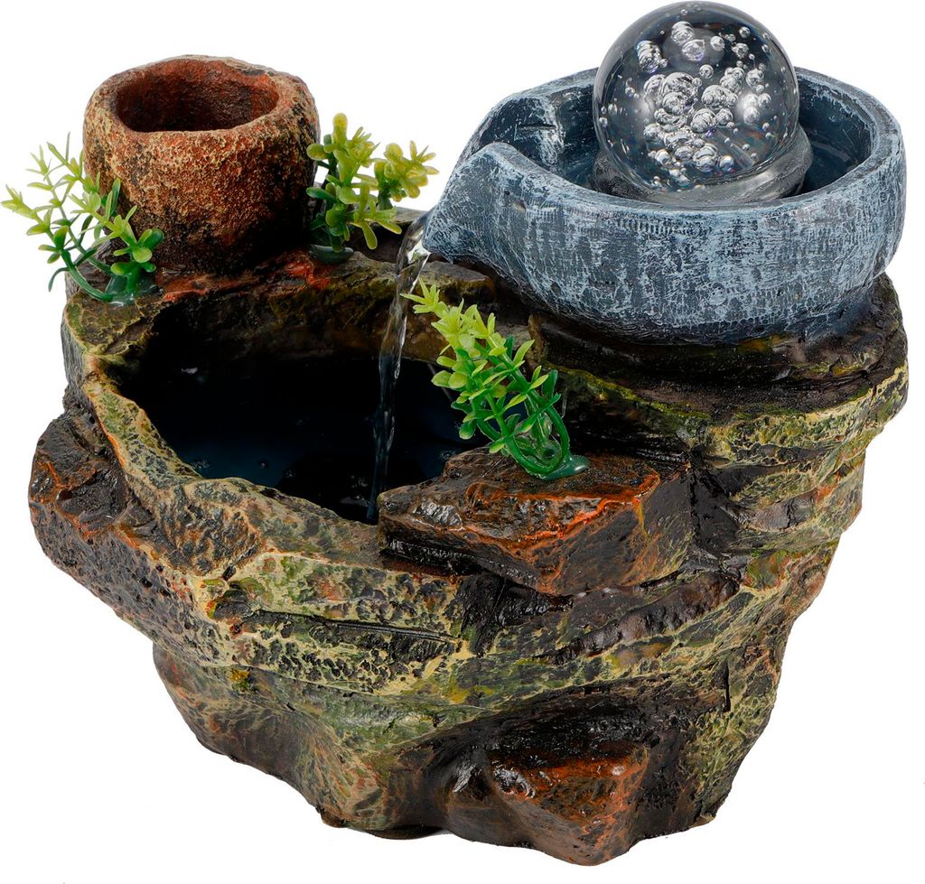 LED Rockery Harz Wasser Brunnen DIY Pflanzen Mikro Landschaft Potted Sukkulenten Home Decoration