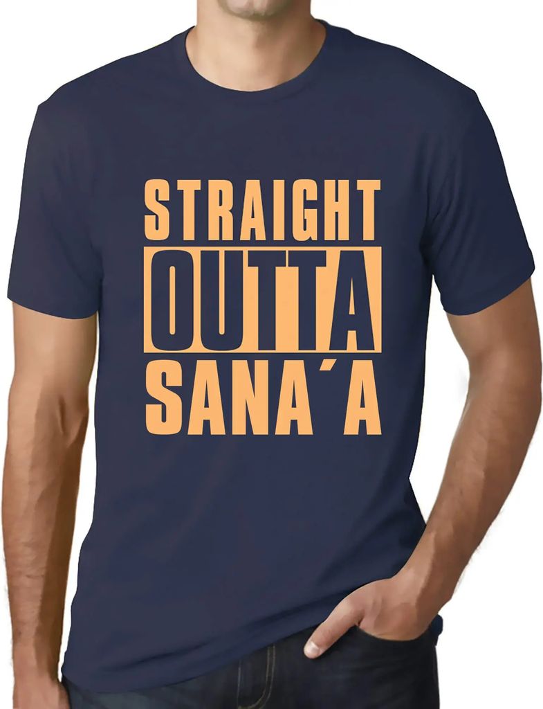 Herren Grafik T-Shirt Direkt aus Sana'a – Straight Outta Sana'a – Öko-Verantwortlich Vintage Jahrgang Kurzarm Lustige Druck Geburtstag Geschen...
