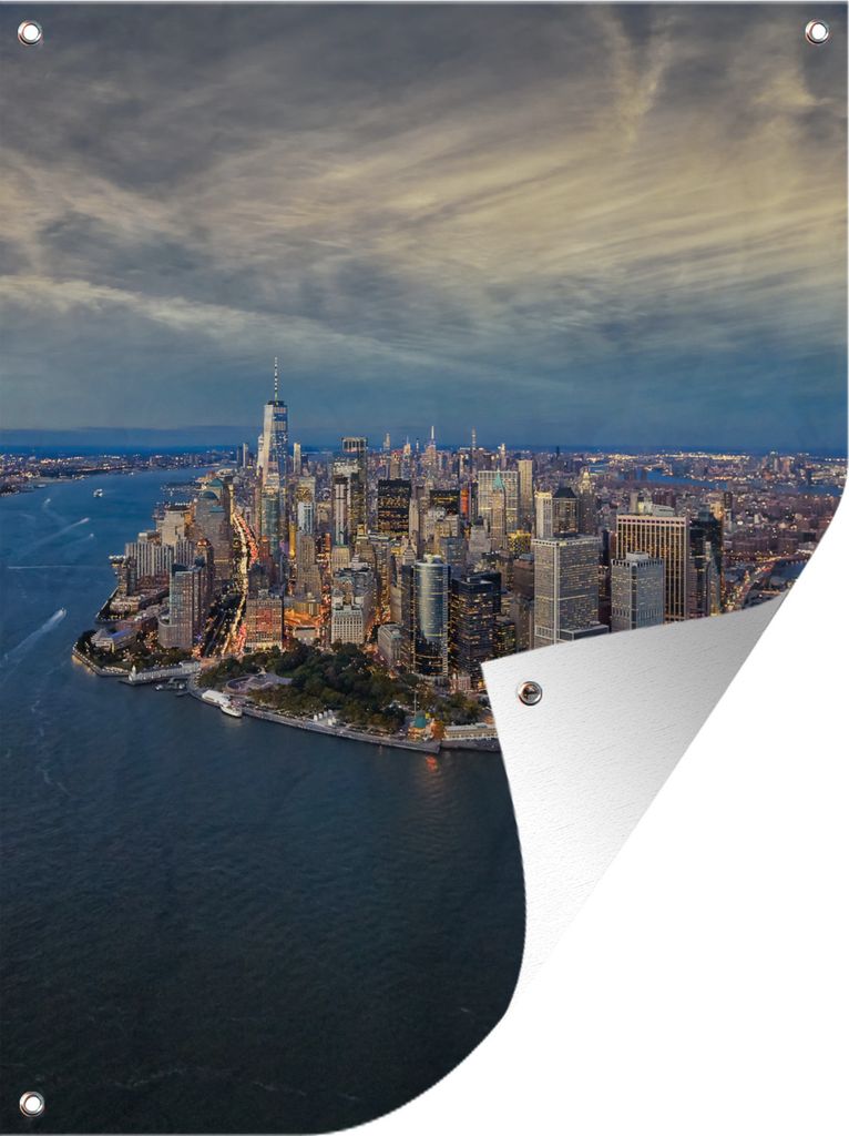 MuchoWow 30x40 cm Outdoor-Poster Gartendeko Sichtschutz Garten Poster für den Garten New York - Manhattan - Wasser