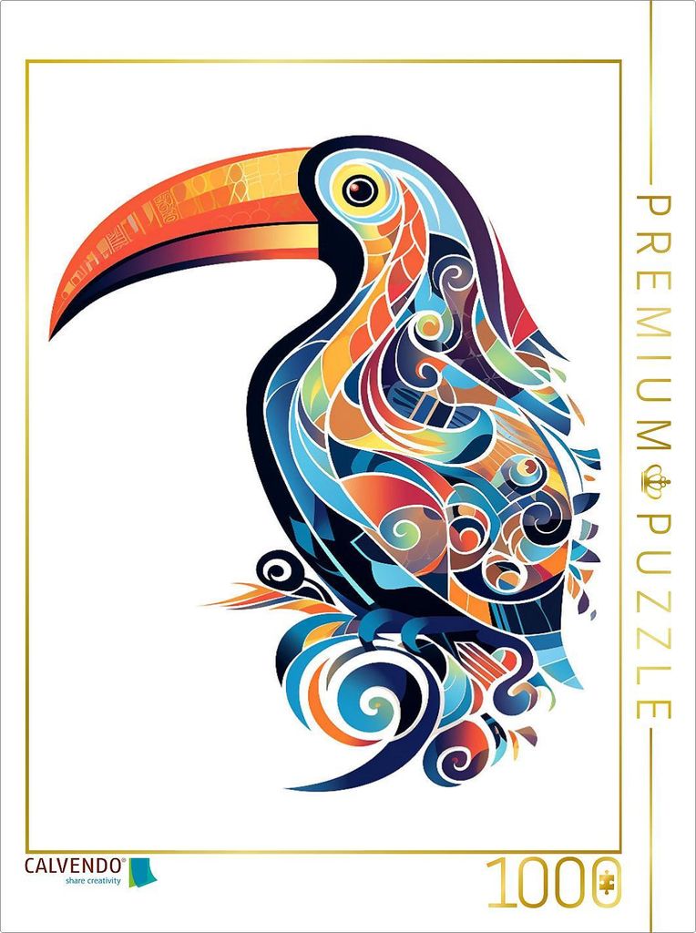 CALVENDO Puzzle Tukan im Tattoo Design | 1000 Teile Lege-Größe 64x48cm Foto-Puzzle für glückliche Stunden