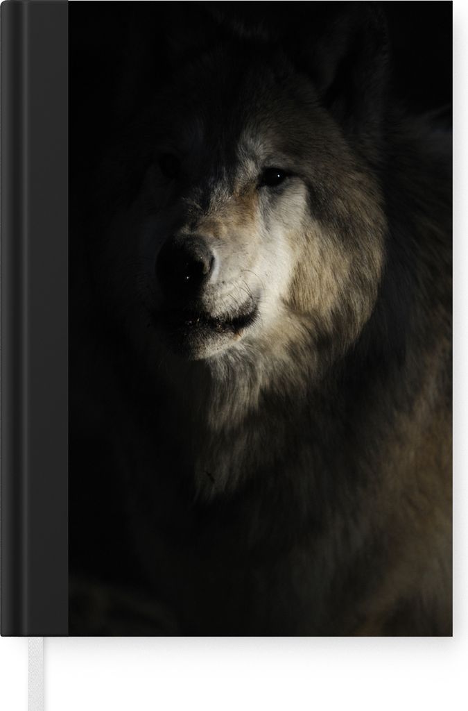 MuchoWow Notizbuch Tagebuch Haushaltsbuch Notebook A5 Wolf - Hell - Dunkel - Notizblock - Notizheft - Notebook - Schreibblock - Papier