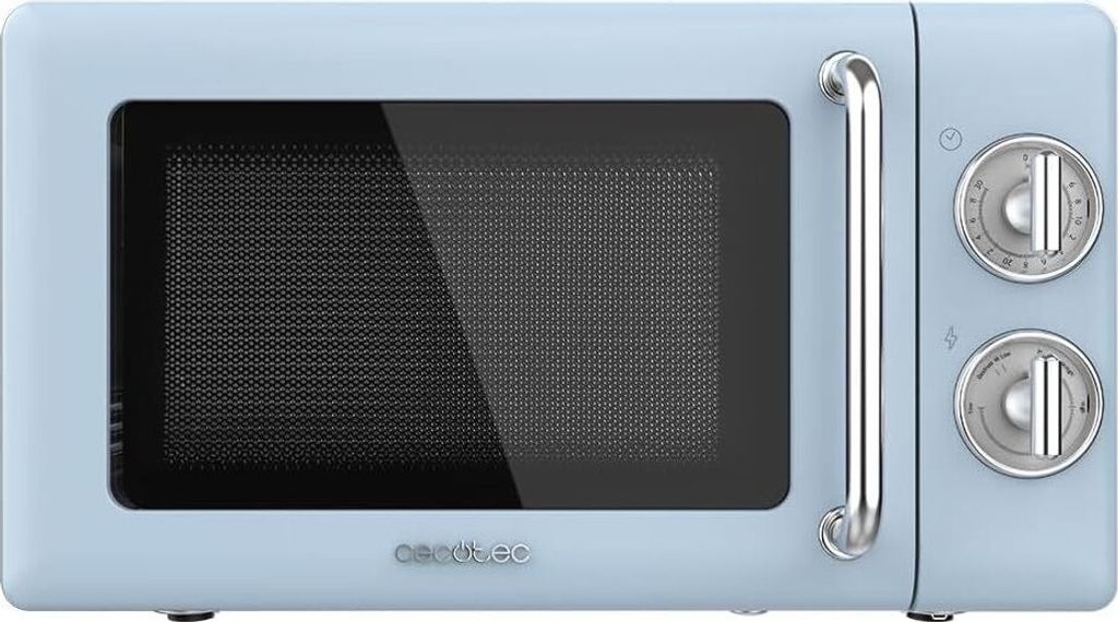 Mikrowelle Proclean 3010 Mechanische, 20 L Retro Blue 700 W in 6 Stufen, Timer bis zu 30 Minuten, Auftaumodus, Vintage-Design in Blau, Stahl-Finish