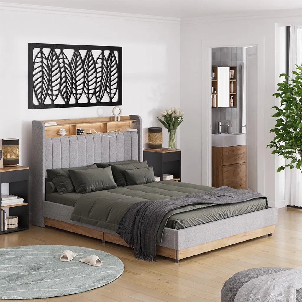 Lit de rangement 140x200 cm contre le manque de place Vitalispa