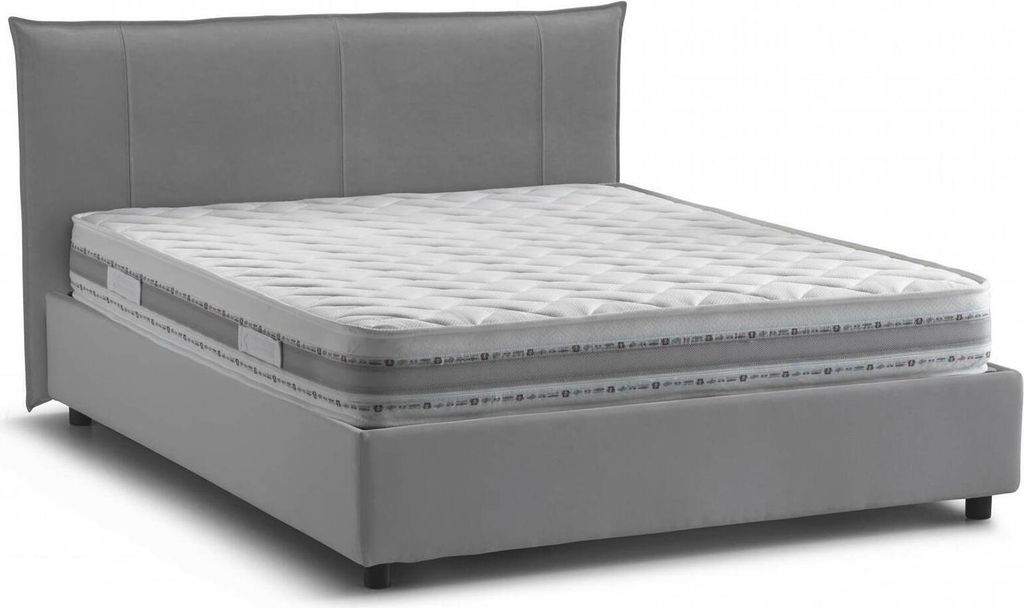 Doppelbett Ilenia, Containerbett mit Stoffbespannung, 100% Italy, Frontöffnung, inklusive Matratze 160 x 200 cm, Grau