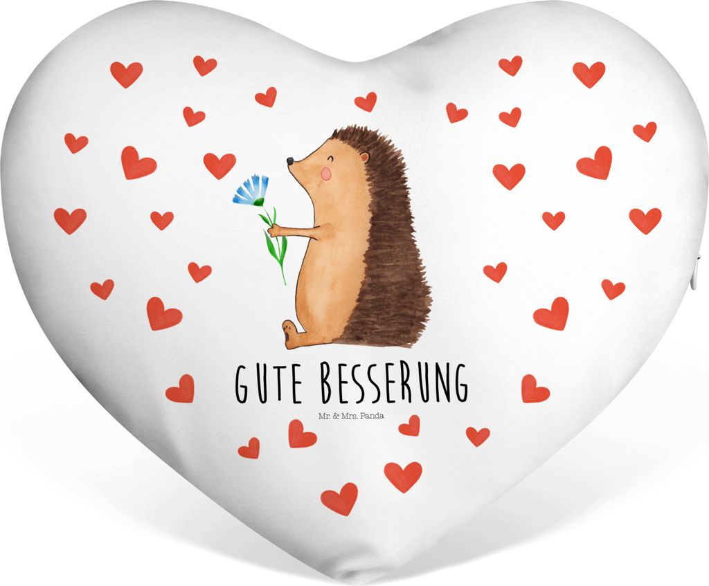 Mr. & Mrs. Panda Sofakissen Igel Blumen - Weiß - Geschenk, Lustige Sprüche, Besuch, Herz Kissen, Kuschelkissen, dekoartikel, Krankenhaus, krank, ...