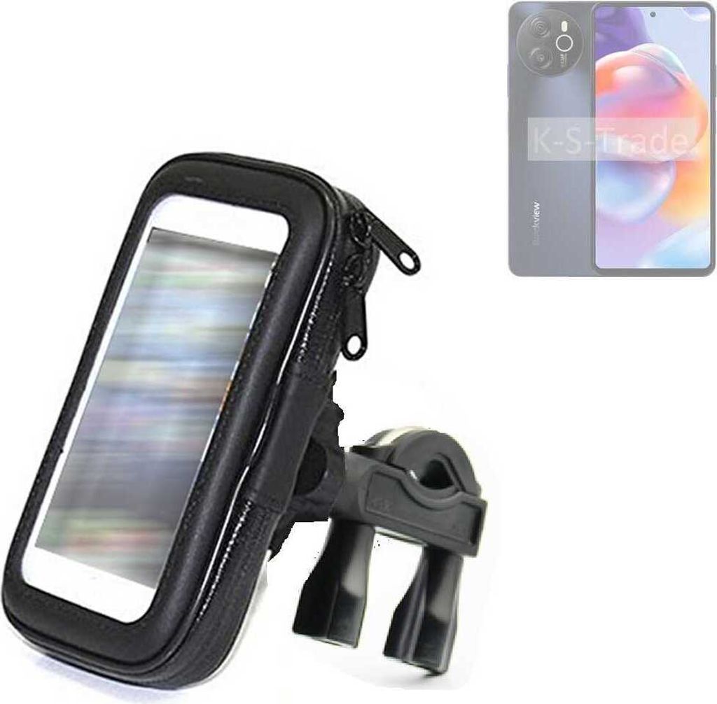 K-S-Trade Fahrrad-Halterung kompatibel mit Blackview Shark 8 Handy-Halterung Halter Lenkstange Fahrradhalterung Motorrad Bike Mount Wasserabweisend