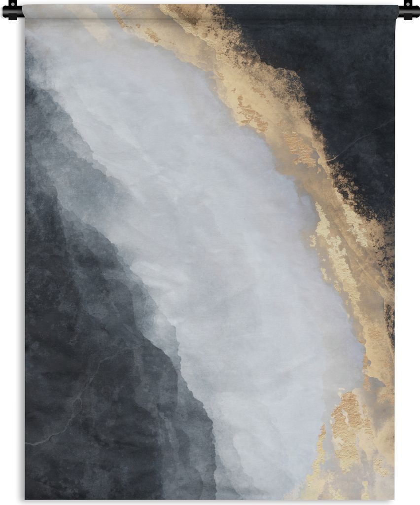 MuchoWow Wandteppich Wandbehang Abstrakt - Farbe - Gold - Schwarz - Marmor 60x80 cm Tapisserie Dekoration Wandtuch - Decke - Wandtücher - Wohne