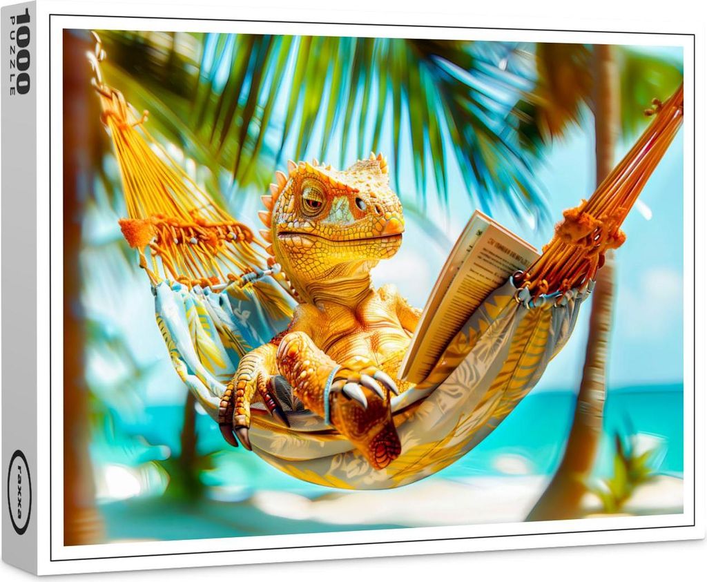 raxxa Premium-Puzzle "Dino Relaxing in Hammock", 1000 Teile