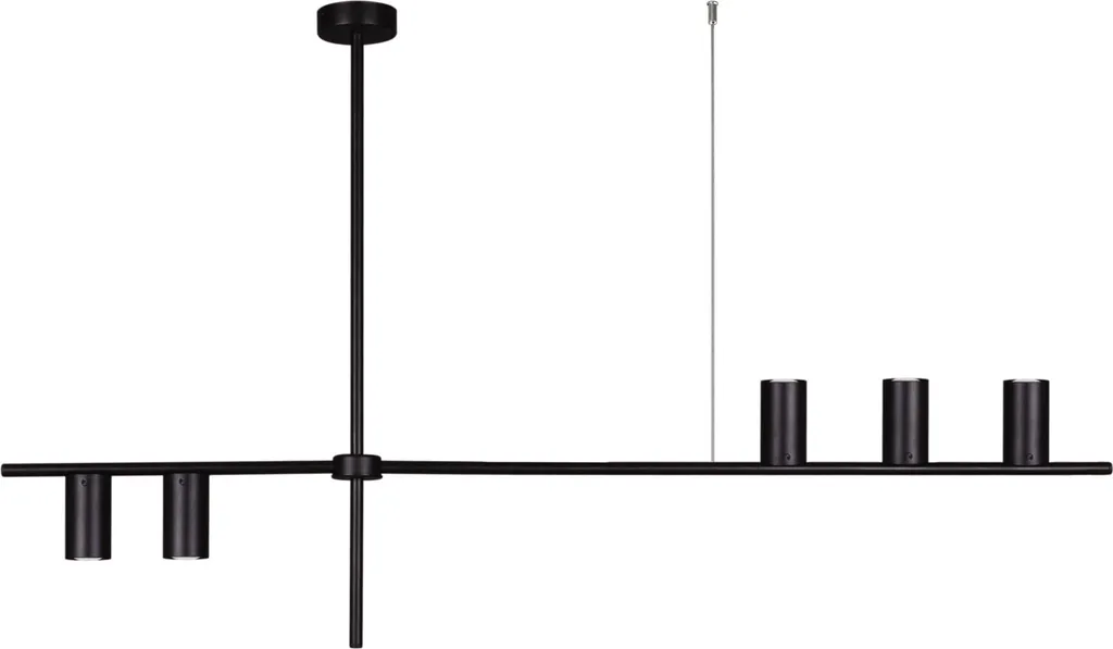 Grand Lustre Noir 5 Lampes ROCCO - Solution Éclairage Puissant Intérieur