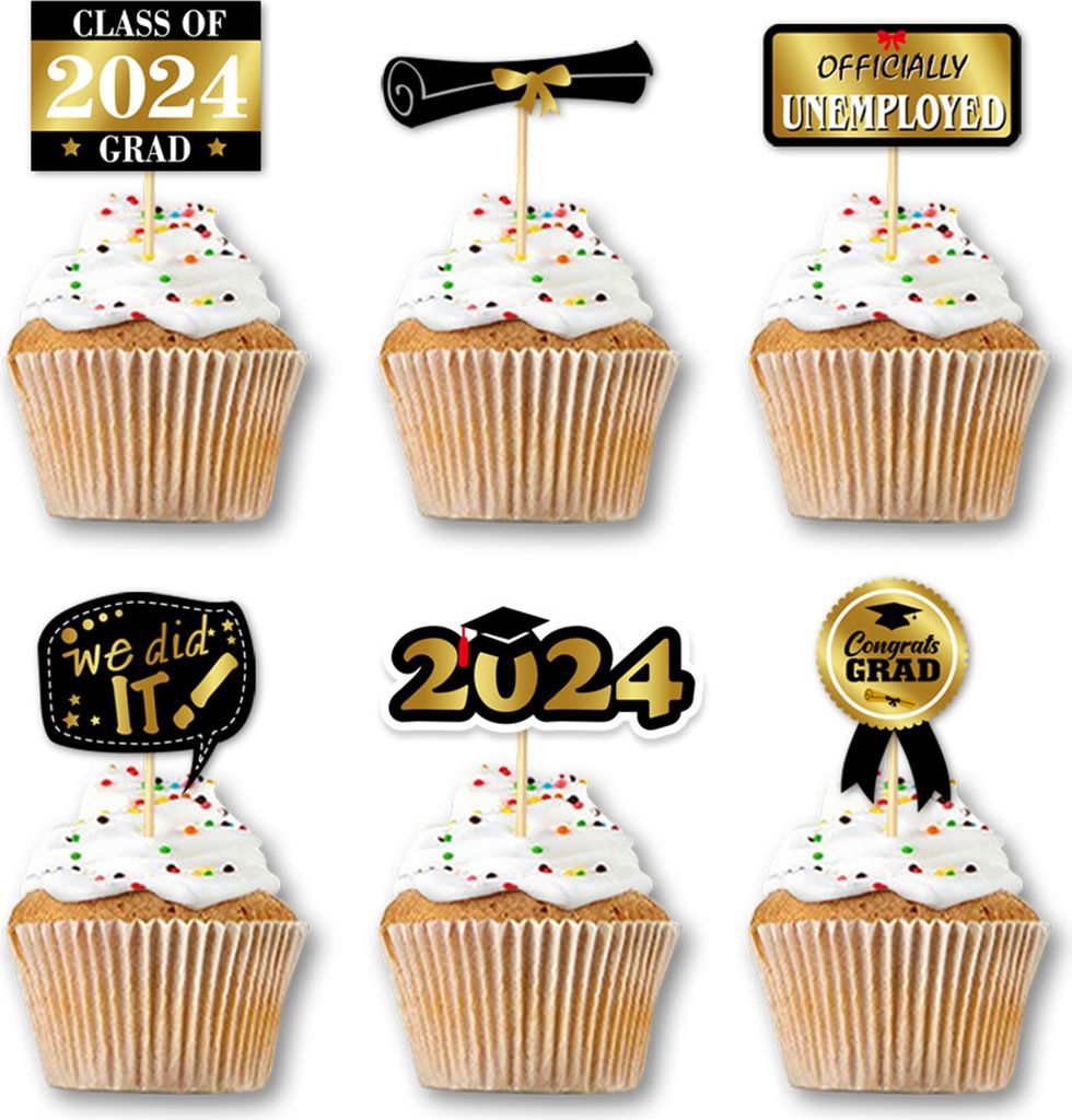 12 Bögen „Klasse von 2024“, Abschluss-Hofschilder, Kuchendekorationseinlagen, Fotohintergrund, Studio-Requisite, Glückwunsch-Abschluss-Dekora...