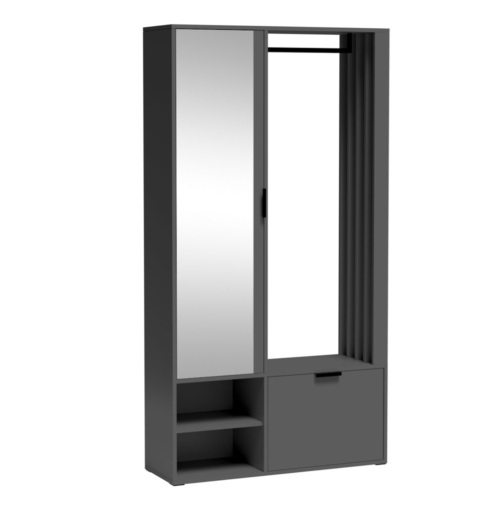 AX LIVING Garderobe Flur Milanoir 100 cm mit Spiegel Modern in Graphit