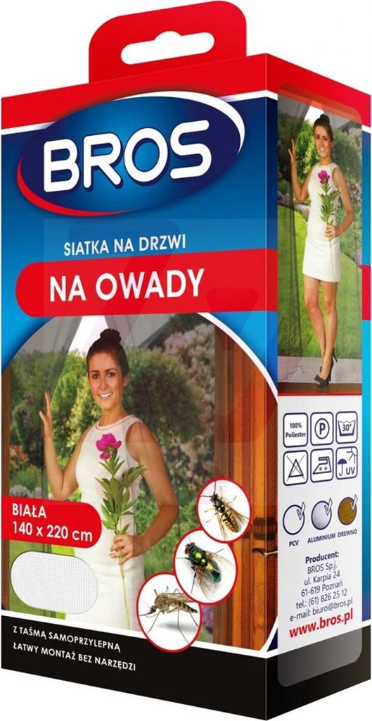 Bros, Siatka na drzwi na owady 140x220cm, biała, 1 sztuka