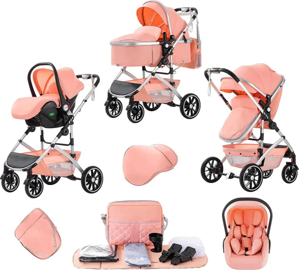 Poussette design compact 808C-PINK avec dossier haut ergonomique