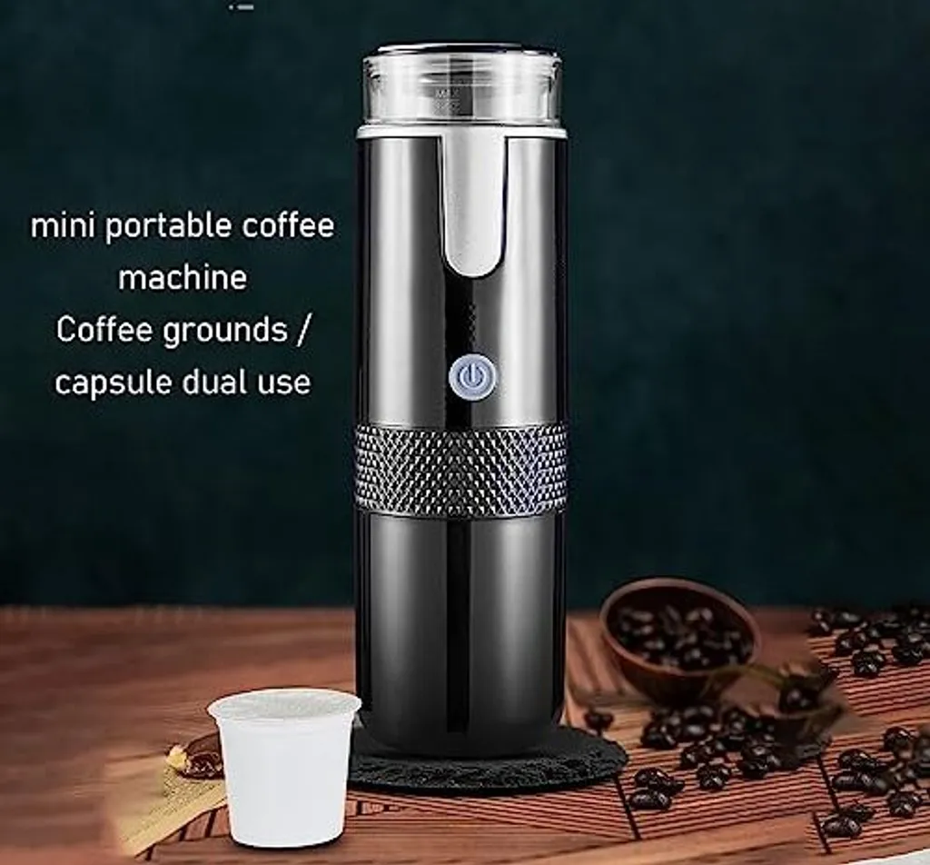 ASIXXSIX Caffettiera portatile, mini macchina per caffè espresso di tipo C ricaricabile senza fili con batteria da 1200 mAh, serbatoio dell'acqua da 160 ml, da viaggio in campeggio - 3