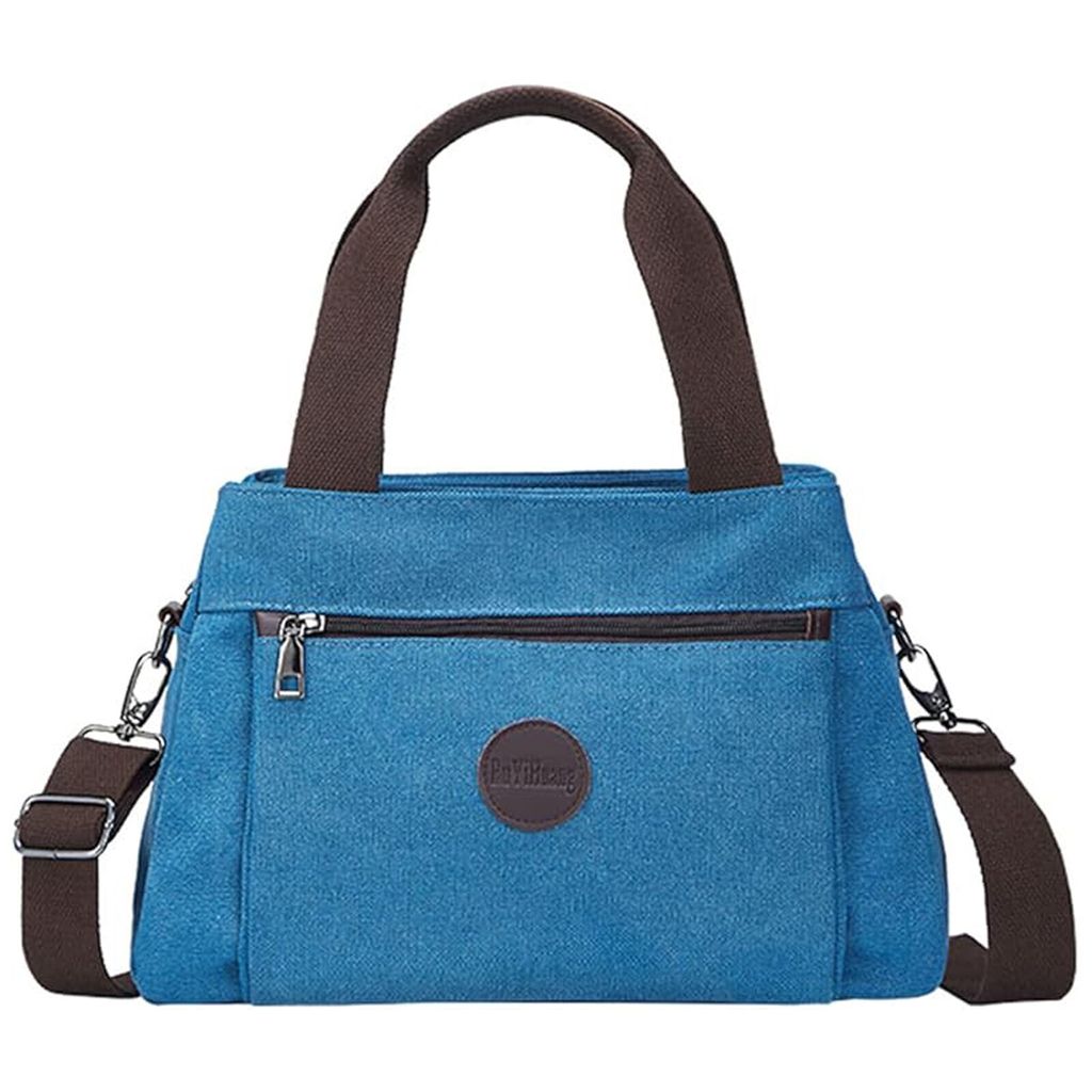 OKWISH Damen Segeltuch Umhängetasche Groß Kapazität Handtasche Casual Reise Schultertasche Multi Tasche Umhängetaschen Segeltuch Tasche Blau